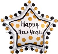 Riesen Folienballon Stern Happy New Year 76cm