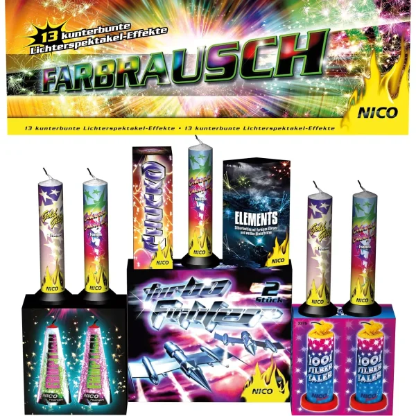 Silvester Leucht Fontänen Sortiment Farbrausch / Feuerwerk der Sinne