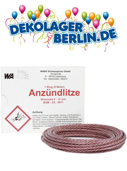 Wano Silvester Feuerwerk Zündschnur rot 8m Anzündlitze